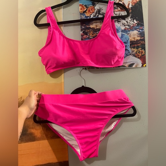 SHEIN Swim Hot Pink High Waisted Bikini Poshmark